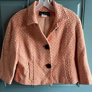Harve Benard Orange Blazer with Textured Pattern